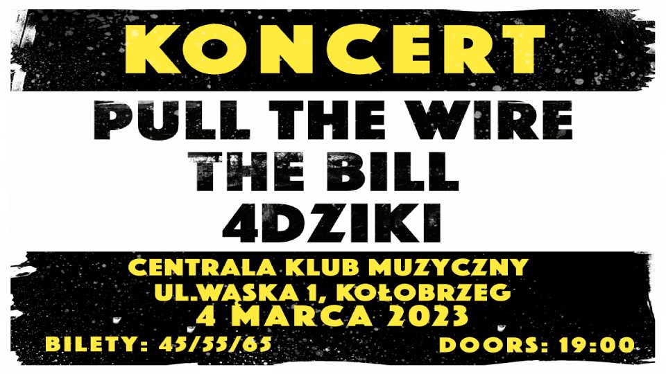 Koncert Pull The Wire x The Bill x 4Dziki | Kołobrzeg | Centrala